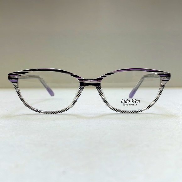 NWT Lido West Coconut Purple Stripe Polka Dot Eyeglass Frame